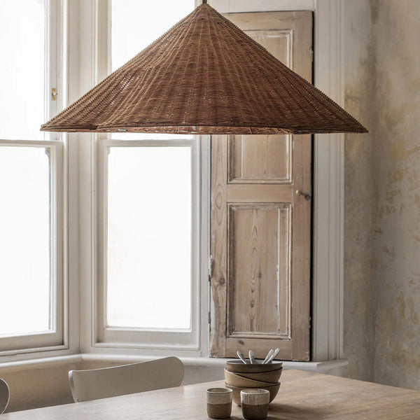 Vintage Rattan Wabi Sabi Pendant Light