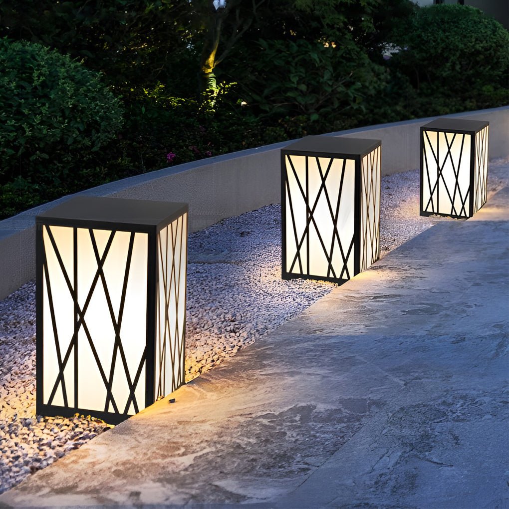 Valinia Square Solar LED Bollard Linear Steel Outdoor Lights