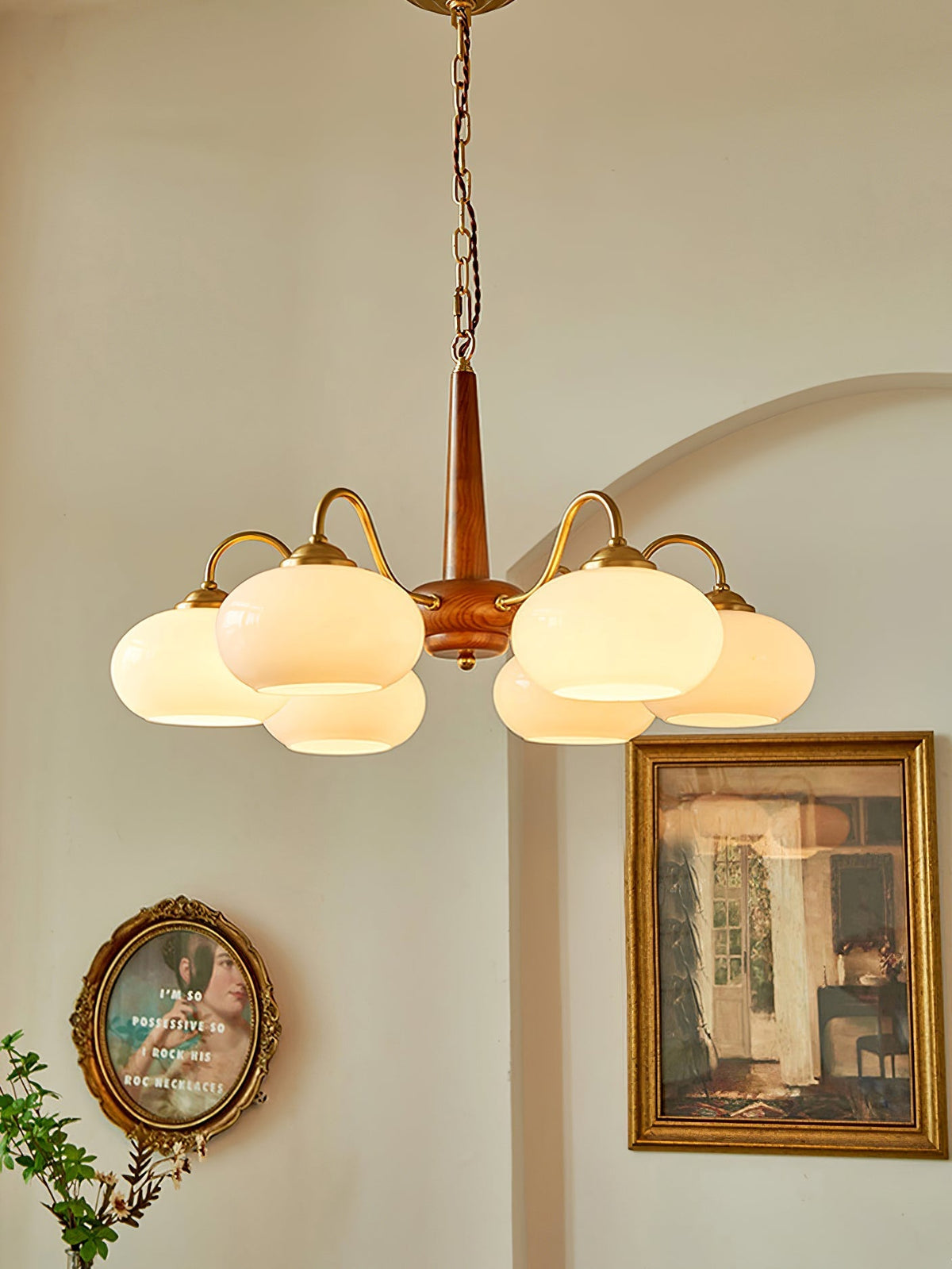 Elmiror Nordic Art Wood Glass Chandelier