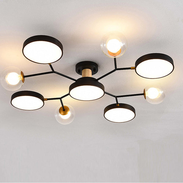 Nordic Circular LED Semi Flush Ceiling Lights for Living Room