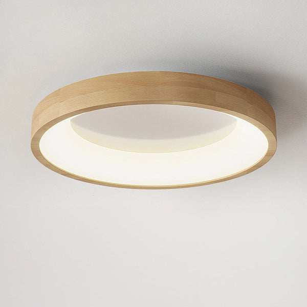 Disc Wood Minimalist LED Ceiling Light For Bedroom