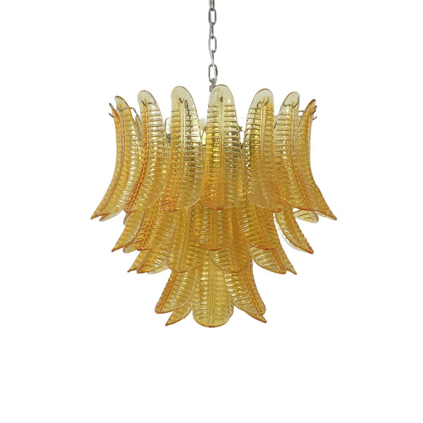 Amber Glass Leaf Chandelier