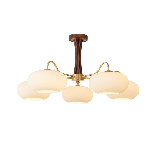 Candy Brass Wooden Glass Persimmon Chandelier
