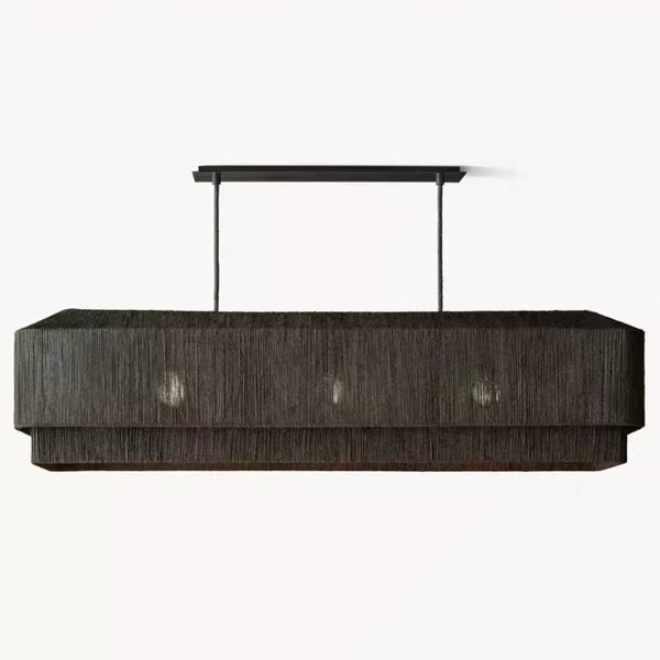 The Salma Linear Chandelier | Black Rattan & Copper | CLSLM-BK