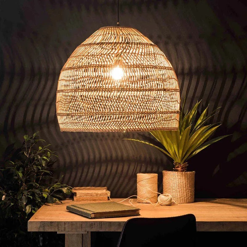 Lian Rattan Bamboo Lampshade Hand Knitted Pendant Light