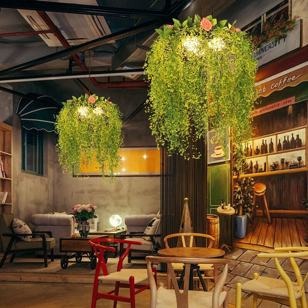 Industrial Style Green Botanical Pendant Light