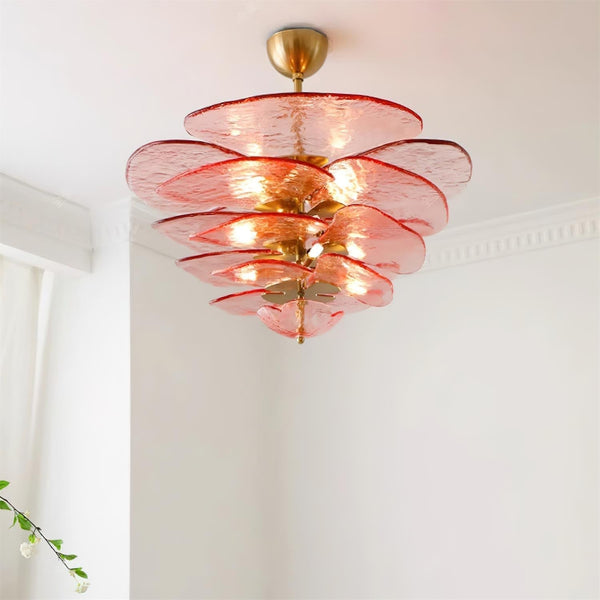 Evvinora Leaf Layered Glass Chandelier