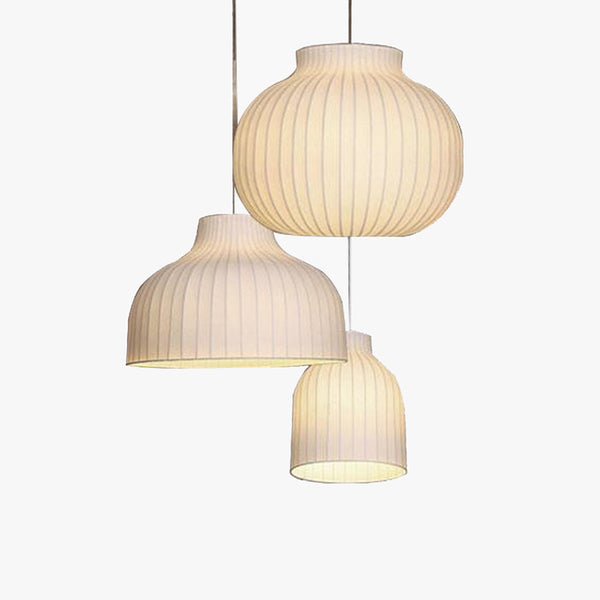 Ritta French Vintage White Pendant Light, Synthetic Silk
