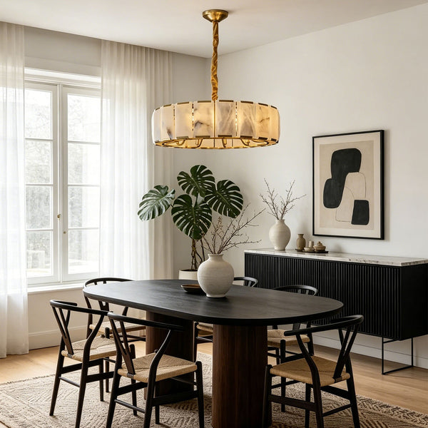 Vertical Round Alabaster Chandelier