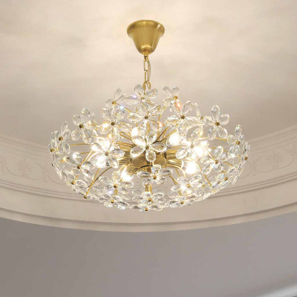 Chandelier Artsitic Branch Crystal Flower Petal, Gold