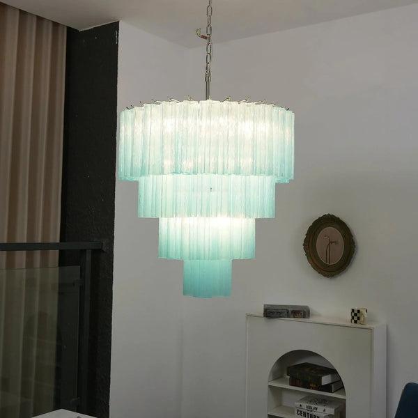 Blue Glass Tubes Chandelier