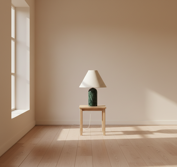 Green Marble Table Lamp | Linen Shade | CLGHMAR785