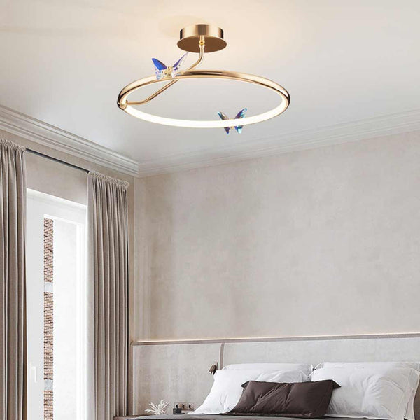 Ceiling Light Elegant Circular Butterfly LED, Gold