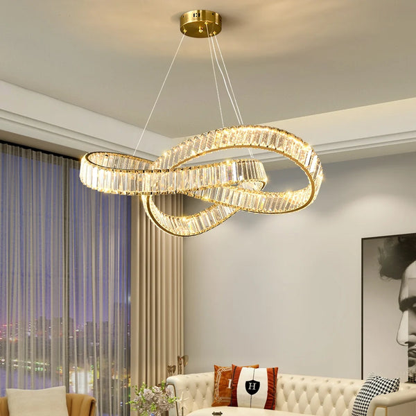 Golden Ring Round Crystal Chandelier