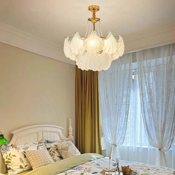 Chandelier French Romantic Tiered Glass Scallop Shell
