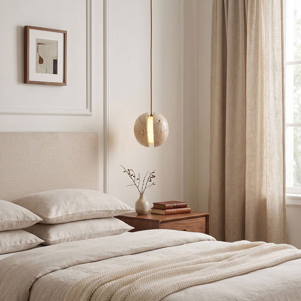 Sliced Travertine Globe Pendant Lamp