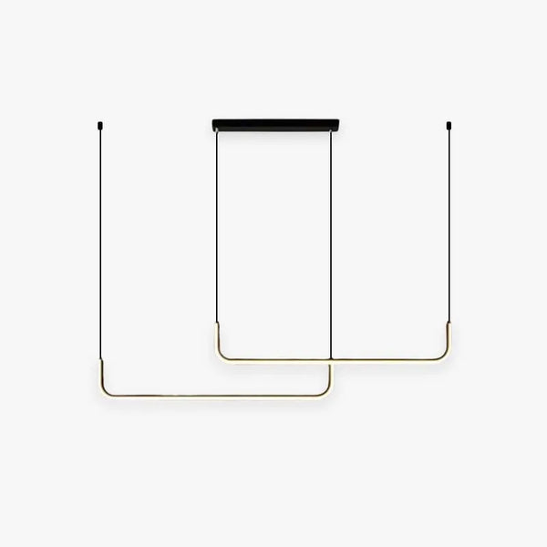 Sorev Modern Linear Pendant Light Double Frame, Black/Gold