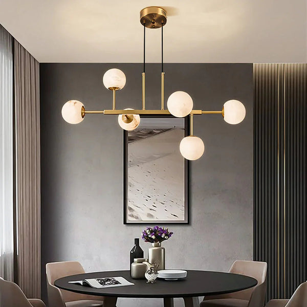 Modern Alabaster Venus Linear Chandelier
