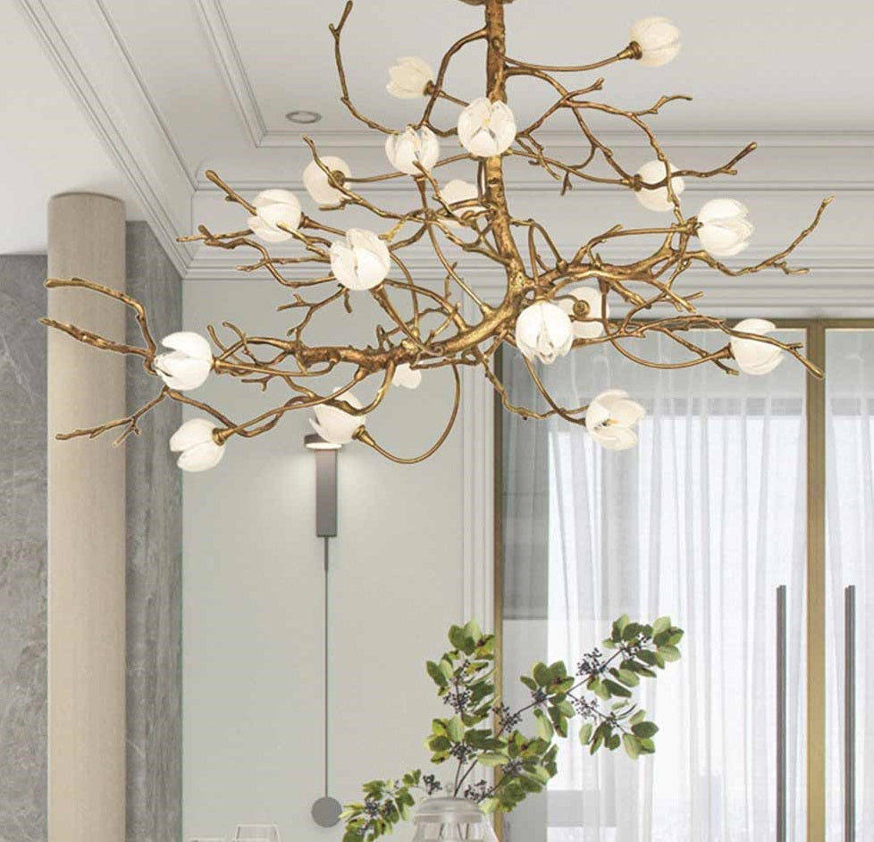 Chandelier Retro Grand Brass Branch Flower Bud