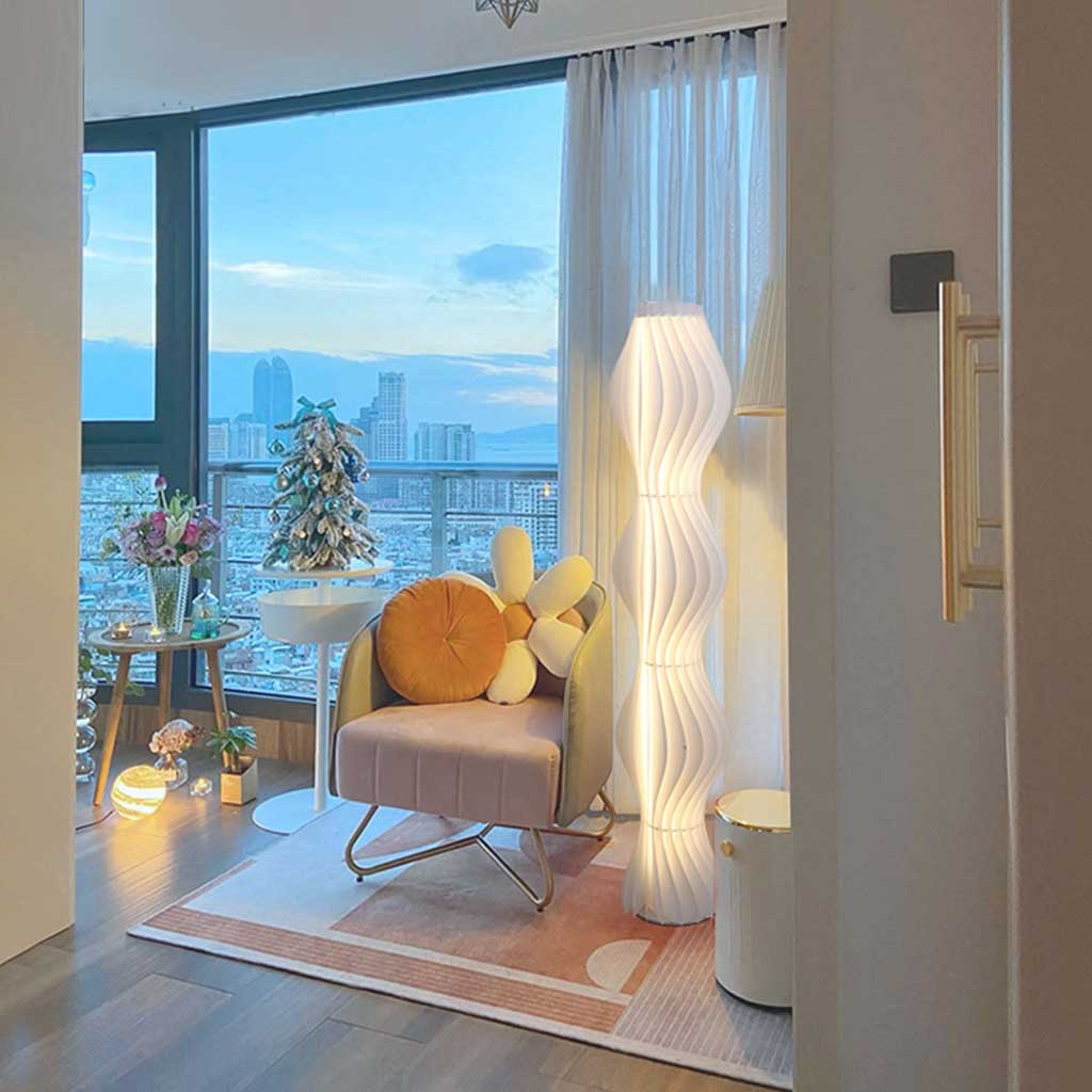 Floor Lamp Nordic Decorative Sleek PVC Art Skirt, White