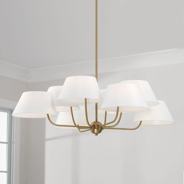 Arcara Vintage Industrial Brass Fabric Chandelier