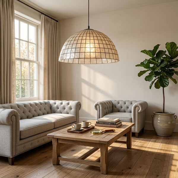 Capiz Shell Dome Pendant Light