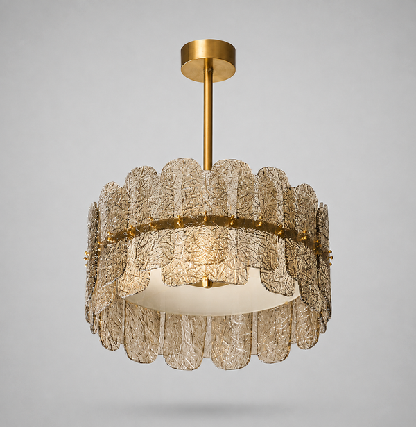 The Nocturne Chandelier | Smoky Art Glass & Brass | CLND007