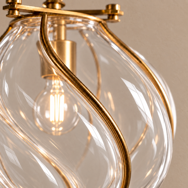 The Belluno Lantern | Clear Glass & Brass Pendant | CLND038-C