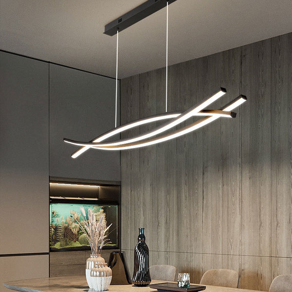 Arisha Modern Linear Metal Pendant Light, Black