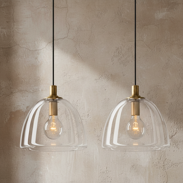 Black Glass Pendant | Brass Accents | CLH854WB
