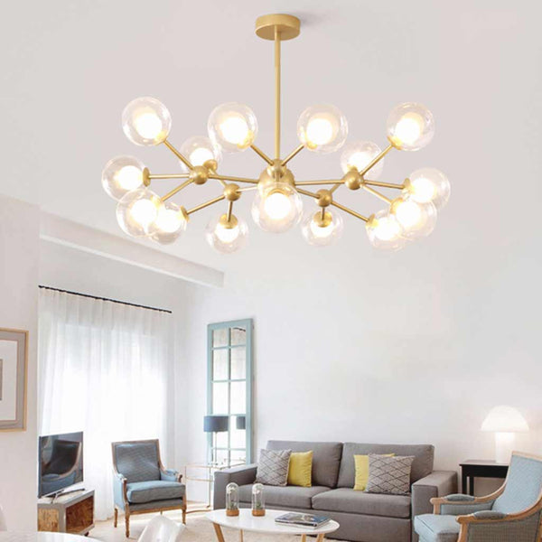 Chandelier Nordic Glass Globe Molecular, Black / Gold