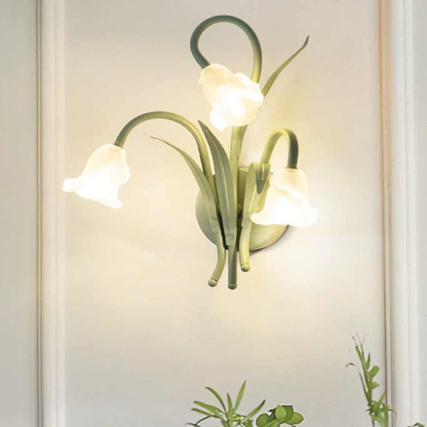 Wall Sconce Light Ambient Glass Flower, Green