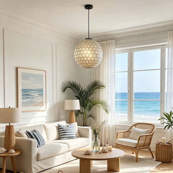 Coastal Seashell Globe Pendant Light