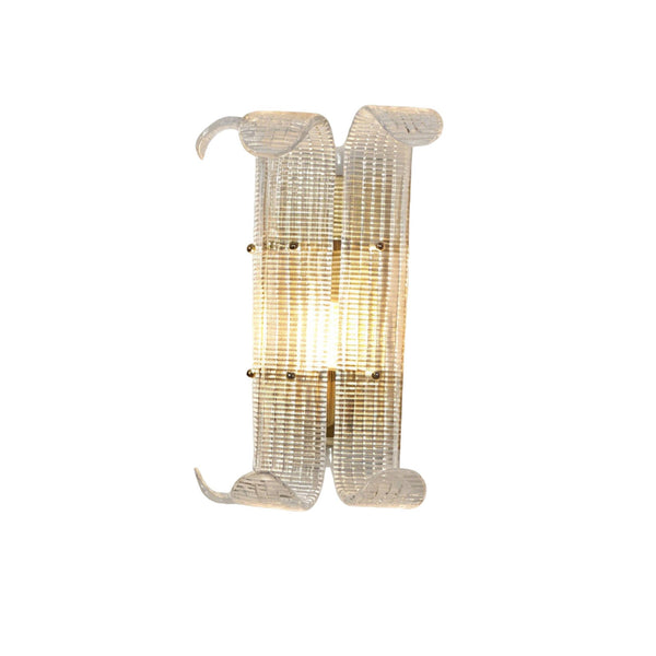 Ribbed Glass Scroll Wall Lamp