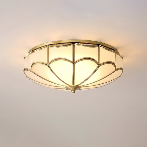 Evmarara Elegance Brass Glass Flush Ceiling Light