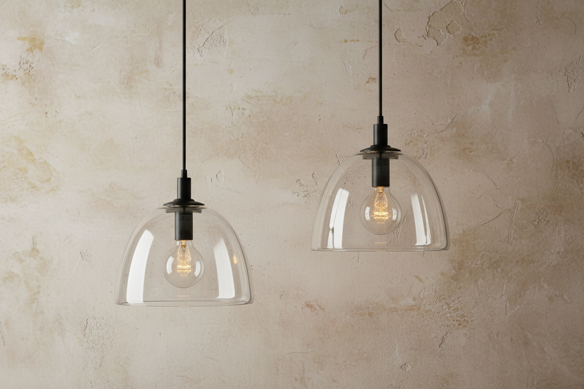 Black Glass Pendant | Brass Accents | CLH854WB