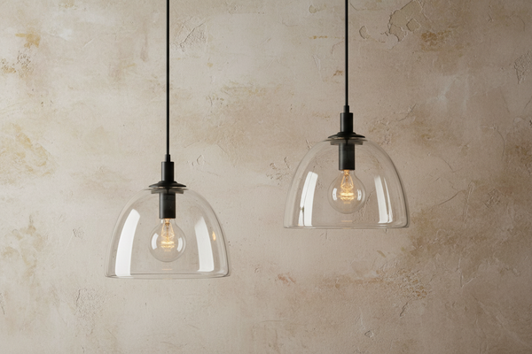 Black Glass Pendant | Brass Accents | CLH854WB