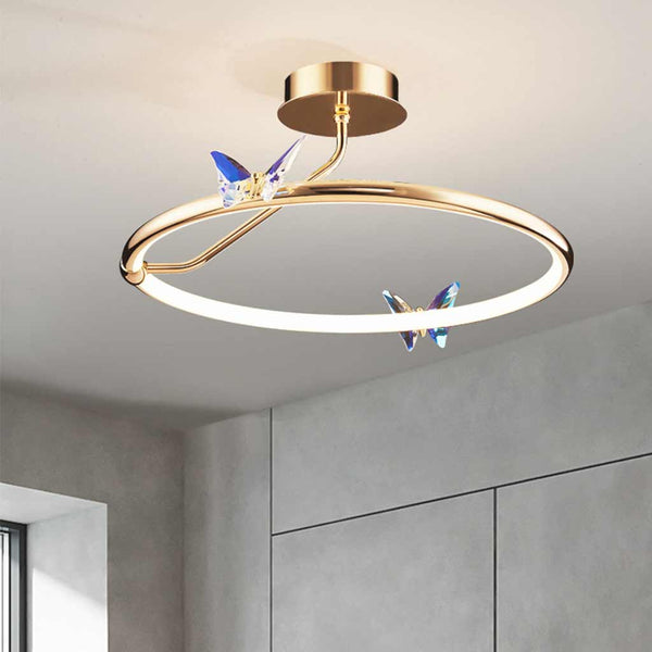 Ceiling Light Elegant Circular Butterfly LED, Gold