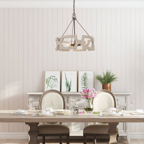 Evelan Hand-carved Wood Chandelier
