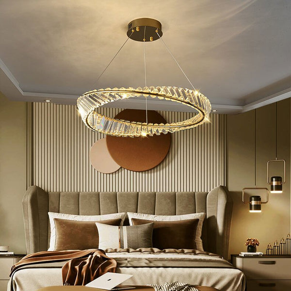 Kristy Modern Luxury Round Glass Chandelier, Gold