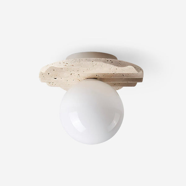 Ritta Ceiling Light Travertine Glass