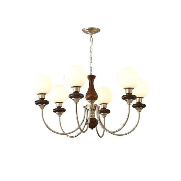 Walnut Brass Chandelier