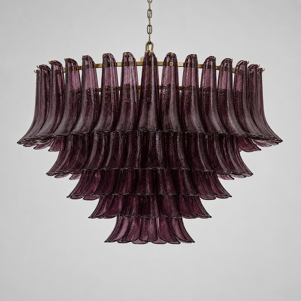 The Orbis Chandelier | Sculptural Burgundy Glass & Brass | CLND006