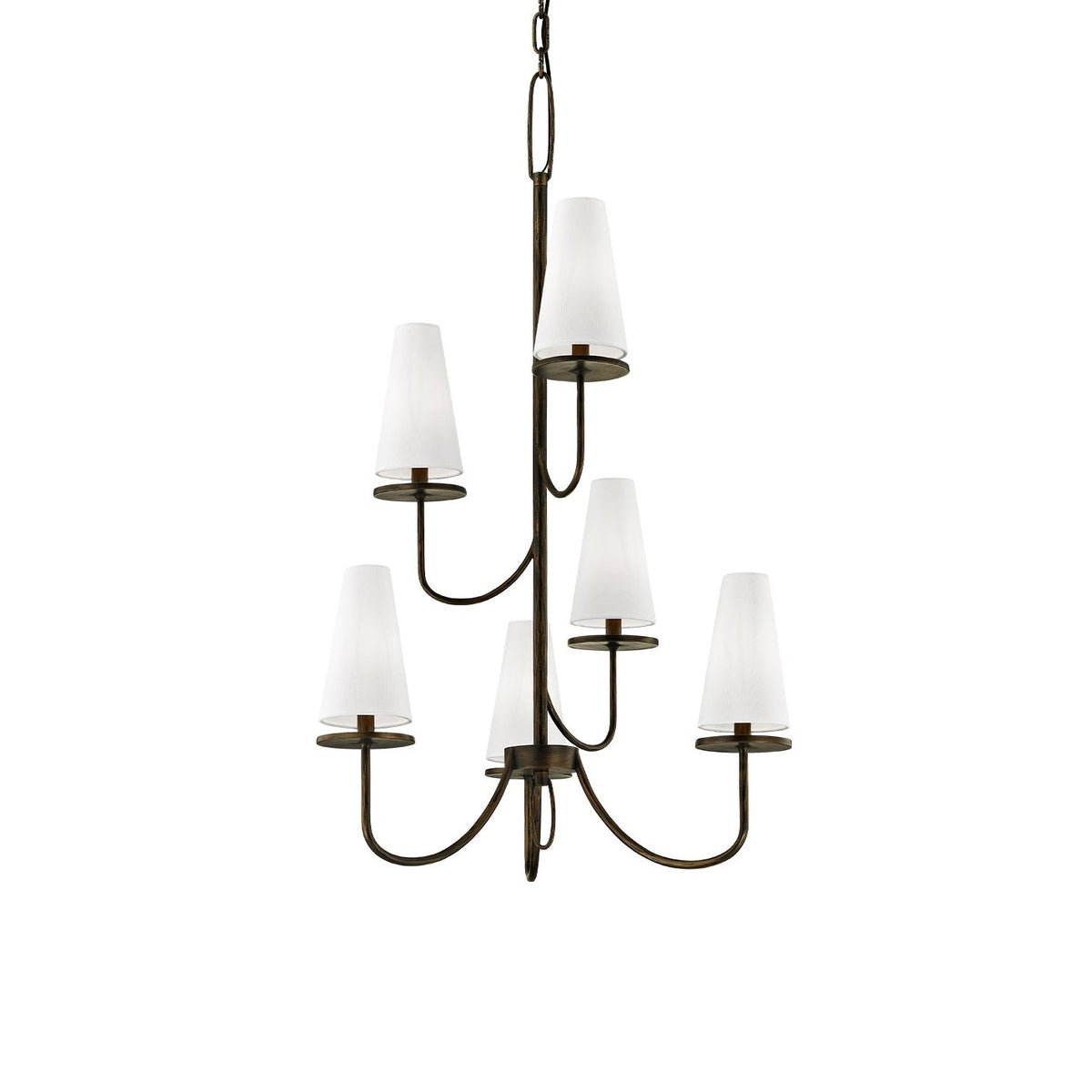 Curaeara Vintage Industrial Brass Fabric Chandelier