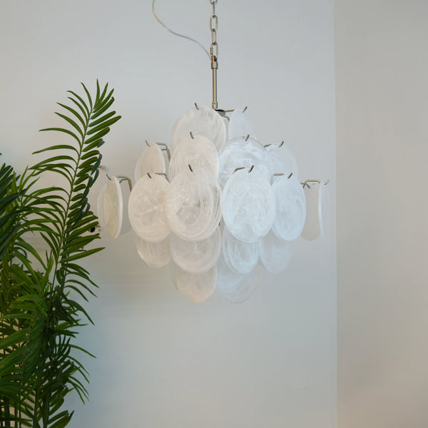 Elegant Vintage White Disks Chandelier