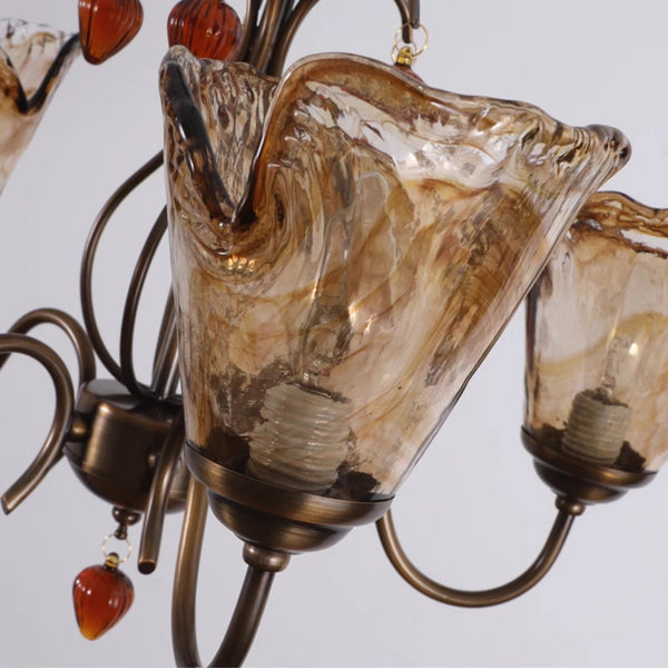 Evzorira Vintage Industrial Luxury Glass Crystal Chandelier