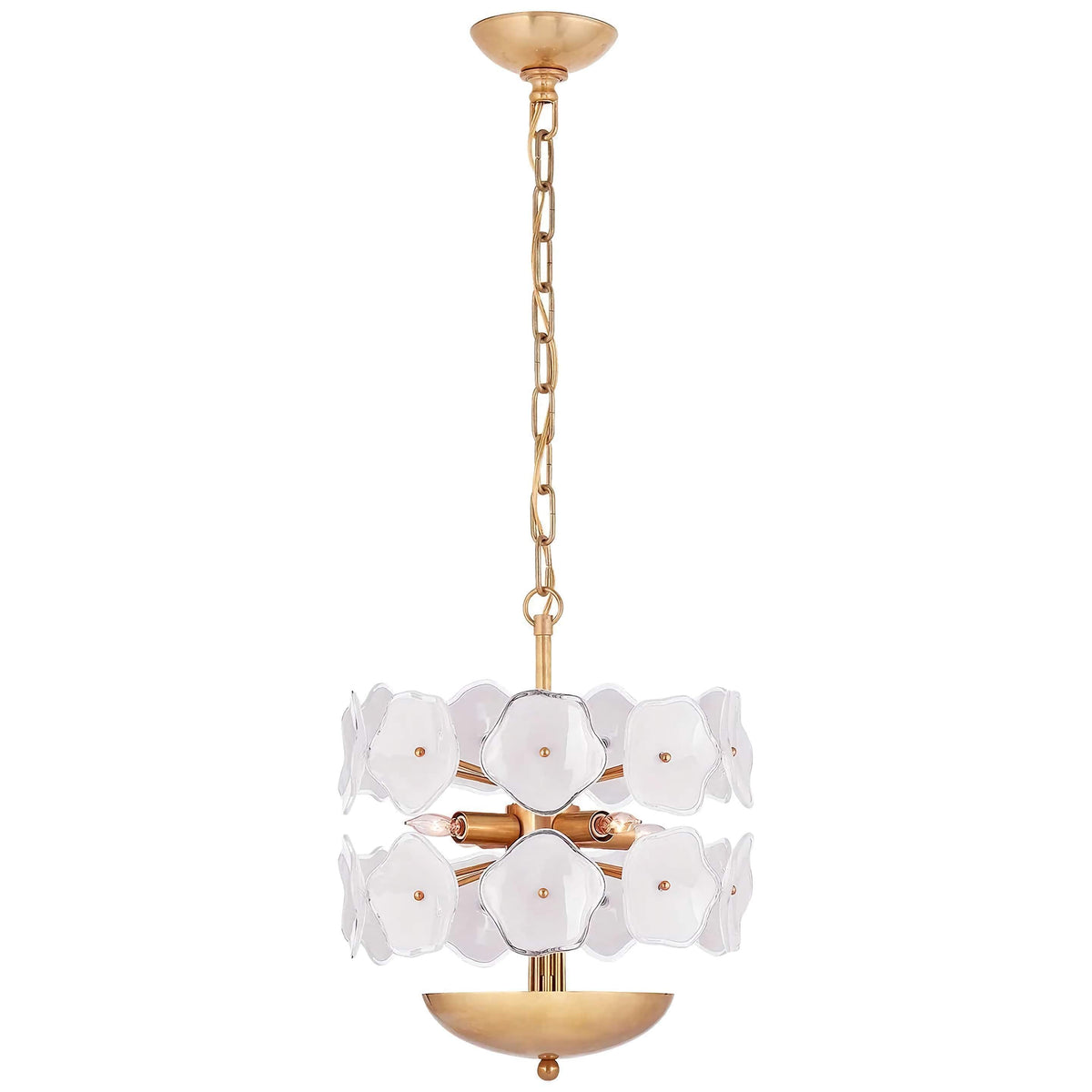 Flower Glass Chandelier | White & Brass | CLZQ0255