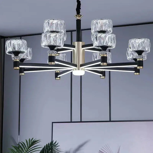 Luxury Led Crystal Chandelier Black/Gold Color