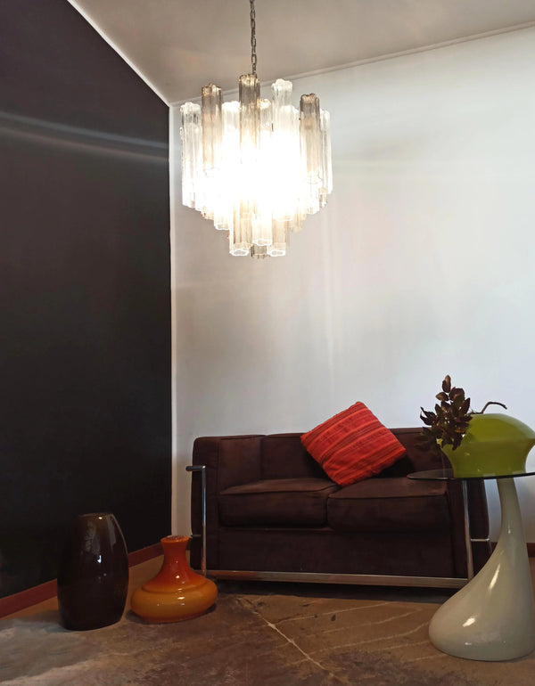 Fantastic Smoked Glass Tubes Chandelier