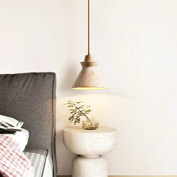 Vintage Conical Travertine Pendant Lamp